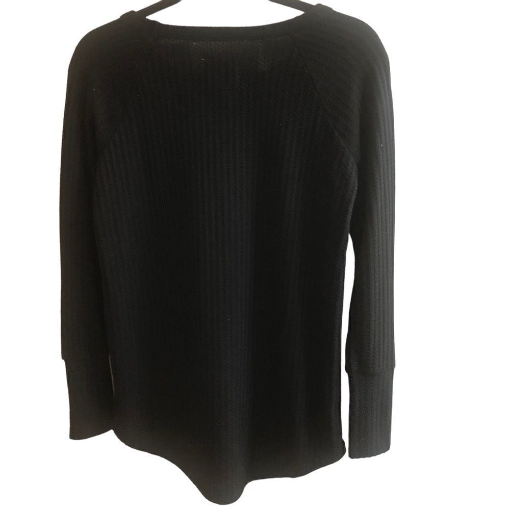 Chaser Loungewear Ladies' Long‎ Sleeve Black Waffle Thermal Top Size Small - Picture 2 of 5